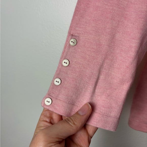 J MCLAUGHIN • Women’s Pink Modal Cotton Crewneck Sweater Button Cuff Detail Sz L - Picture 6 of 6